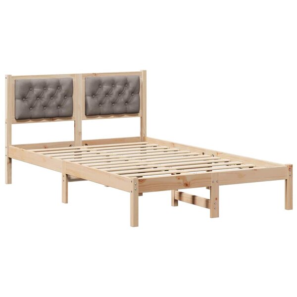 vidaXL Cadre de lit avec tête de lit Taupe 135 x 190 cm Pin massif