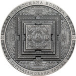 Monnaie VAIROCHANA BUDDHA MANDALA Archeology Symbolism Antiqued 3 Oz Argent 2000 Togrog Mongolia 2022