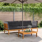 vidaXL Canapés d'angle palette de jardin et coussins 2 Pièces bois acacia