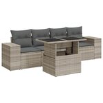vidaXL Salon de jardin 5 Pièces avec coussins gris clair résine tressée