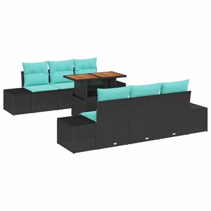 vidaXL Ensemble de salle à manger pour jardin 7 Pièces Noir et Sarcelle
