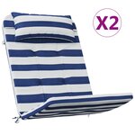 vidaXL Coussins de chaise adirondack lot de 2 rayures bleu/blanc