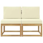 vidaXL 2 pc Sofa de milieu extérieur Bois d'Acacia Massif Blanc