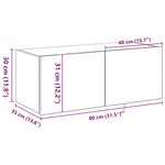 vidaXL Meuble TV mural Montage mural Chêne artisanal 80 x 35 x 31 cm