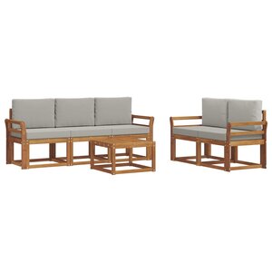 vidaXL Ensemble de canapés d'extérieur 6 pc Gris Naturel et Clair
