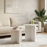 vidaXL Ensemble de tables d'appoint 2 pc Blanc brillant Ø 45 x 45 cm
