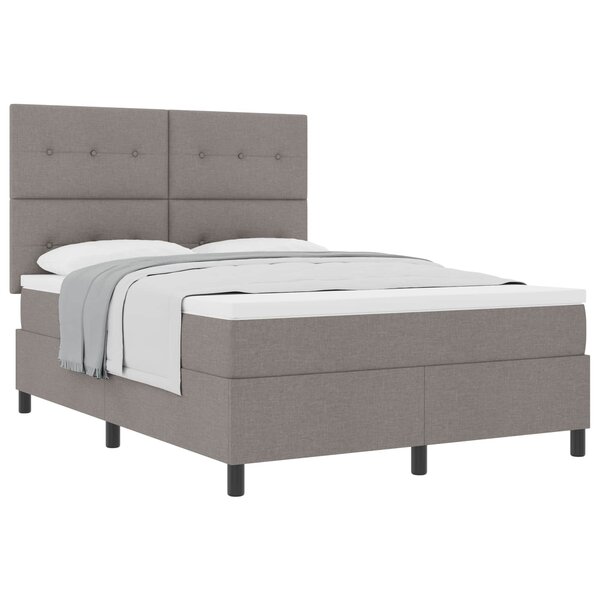 vidaXL Lit à ressorts avec tête de lit Taupe 160 x 200 cm tissu