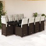 vidaXL Ensemble de bistro de jardin 11 Pièces coussins marron poly rotin