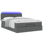 vidaXL Lit ottoman avec matelas et LED gris foncé 140x200 cm tissu