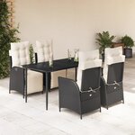 vidaXL Ensemble à manger de jardin coussins 5Pièces Noir Résine tressée