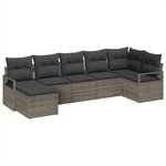 Set de canapé de jardin vidaXL 7 pièces avec coussins Gris Poly Rattan