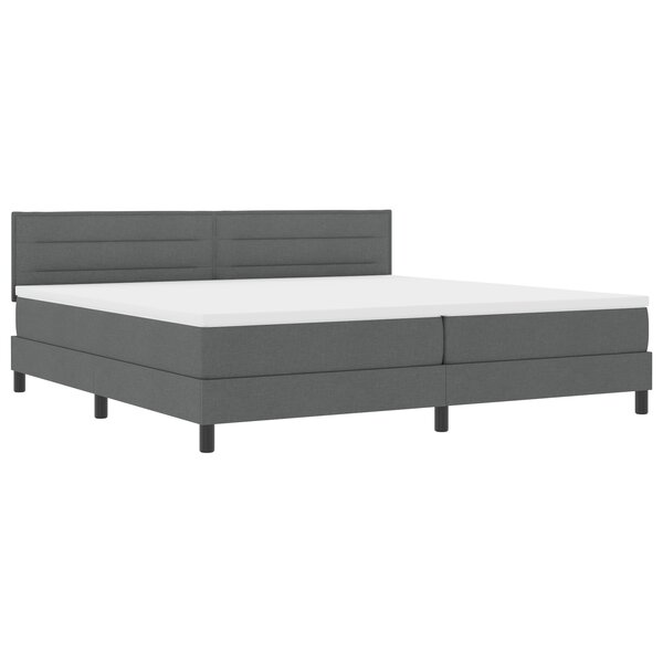 vidaXL Lit Box Spring avec Matelas & LED Gris Foncé 200x200 cm Tissu