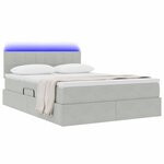 vidaXL Lit de rangement LED avec matelas Gris clair 140 x 190 cm