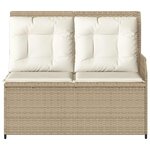 vidaXL Banc de jardin avec coussin Noir et blanc crème polyrotin