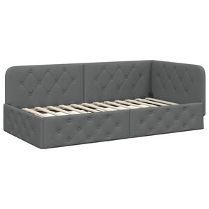 vidaXL Cadre de lit d'angle Gris foncé 90 x 190 cm tissu