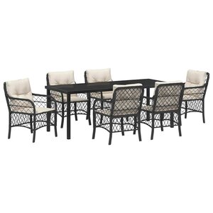 vidaXL Ensemble de salle à manger pour jardin 7 Pièces Noir polyrotin