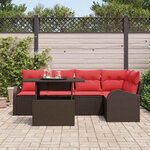vidaXL Ensemble de canapé de jardin 6 Pièces Marron Poly rotin