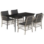 vidaXL Ensemble à manger de jardin et coussins 5 Pièces gris clair rotin