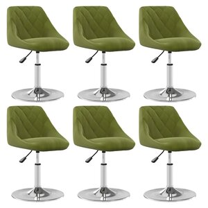 vidaXL Chaises pivotantes à manger lot de 6 vert clair velours
