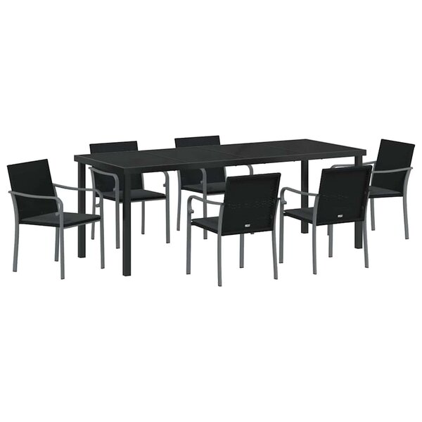 vidaXL Ensemble de salle à manger pour jardin 7 Pièces Noir et gris