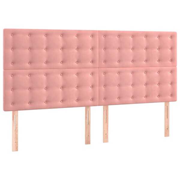 vidaXL Tête de lit Rose 180x5x118/128 cm Velours