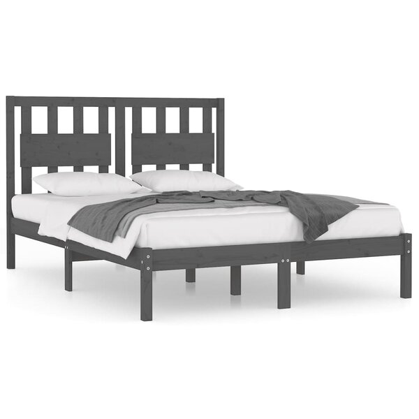 vidaXL Cadre de lit sans matelas gris bois massif 200x200 cm