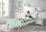 KIDDY Lit simple en bois laqué et brut et sommier 90x200cm Vert menthe