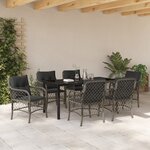 vidaXL Ensemble de salle à manger de jardin 7 pièces avec coussins en rattan poly gris