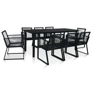 vidaXL Mobilier à dîner d'extérieur 9 Pièces Rotin PVC Noir