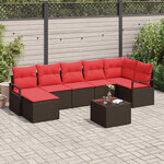 vidaXL Ensemble de canapé de jardin avec coussin 8 Pièces Marron et rouge