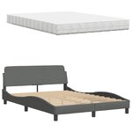 vidaXL Lit avec matelas Hanko gris foncé 140x200 cm tissu