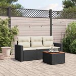 vidaXL Salon de jardin 4 Pièces avec coussins noir résine tressée