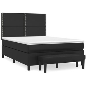 vidaXL Sommier à lattes de lit avec matelas Noir 140x200 cm Similicuir