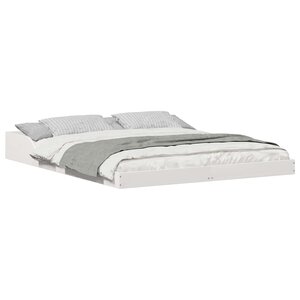 vidaXL Cadre de lit Blanc 140 x 210 cm Pin massif
