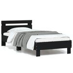 vidaXL Cadre de lit sans matelas avec lumières LED noir 90x190 cm