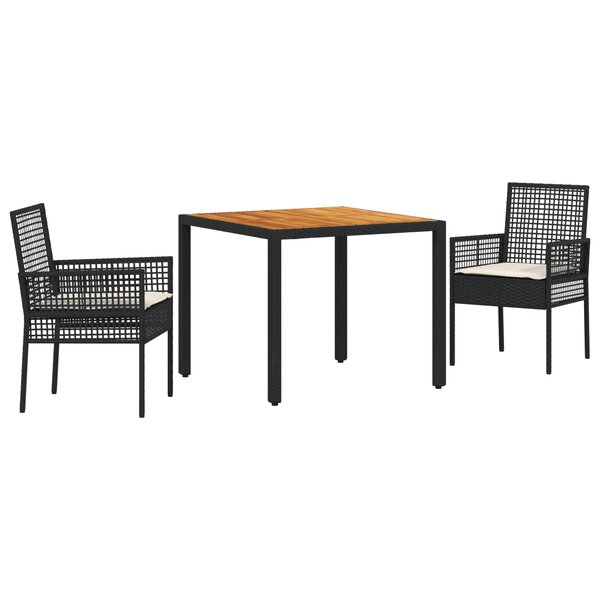 Ensemble de salle à manger vidaXL 3 pièces Noir Bois Durable