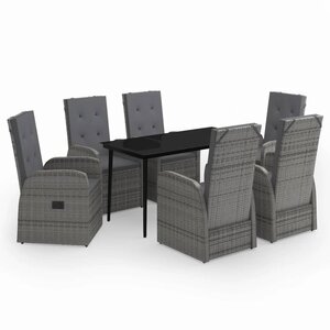 vidaXL Ensemble à manger de jardin avec coussins 7 Pièces Gris