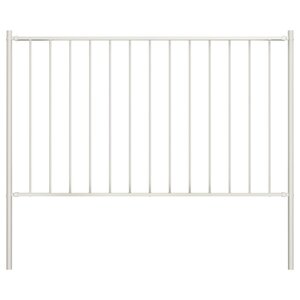 vidaXL Panneau de clôture poteau Acier enduit poudre 1 7x1 25 m Blanc