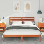 vidaXL Cadre de lit avec tête de lit Brun cire 160 x 200 cm Pin massif