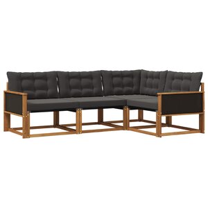 vidaXL Ensemble de canapés d'extérieur 4 pc Naturel et noir