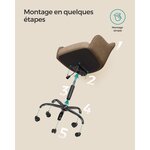 Fauteuil de bureau chaise pivotante confortable siège ergonomique réglable en hauteur charge 120 kg cadre enacier tissu imitation lin pour bureau marron 12_0005883