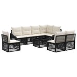 vidaXL Ensemble de canapé de jardin 9 Pièces Noir polyrotin