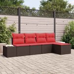vidaXL Ensemble de canapé de jardin avec coussin 5 Pièces Marron et rouge