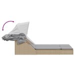 vidaXL Chaise longue double avec auvent et coussins beige poly rotin