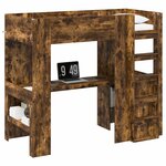 vidaXL Cadre de lit superposé avec bureau Chêne fumé 80 x 200 cm