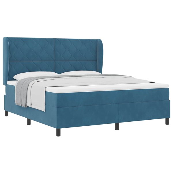 vidaXL Lit à ressorts avec matelas Bleu foncé 200 x 180 cm Velours