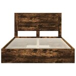 vidaXL Lit de Rangement Chêne fumé 160 x 200 cm Bois d'ingénierie