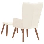 vidaXL Chaise de relaxation avec repose-pied Blanc crème Velours