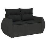 vidaXL Salon de jardin 9 Pièces avec coussins noir résine tressée