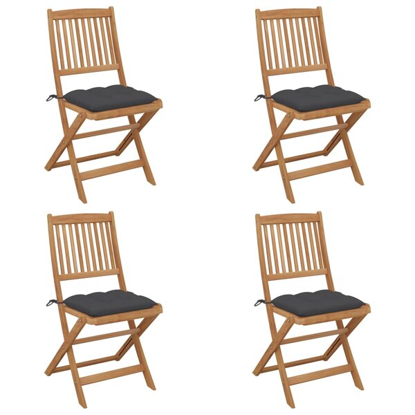 vidaXL Chaises pliables de jardin lot de 4 avec coussins Bois d'acacia